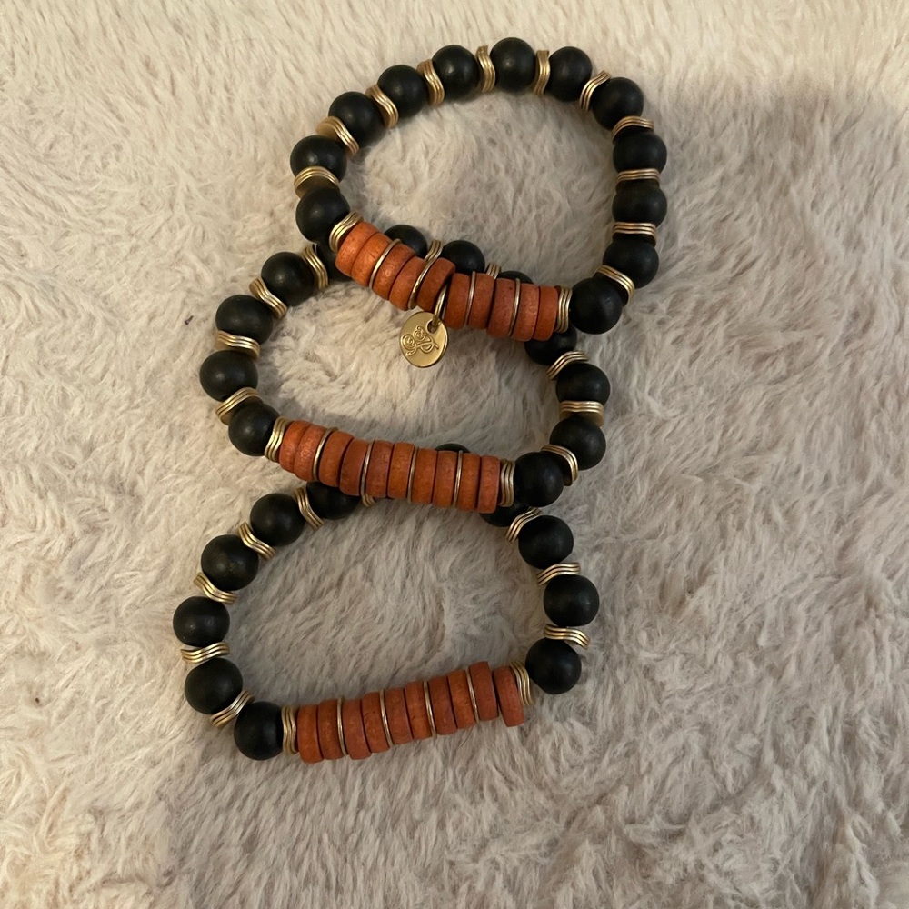 Plunder Black and Brown Beaded Stretch Bracelets